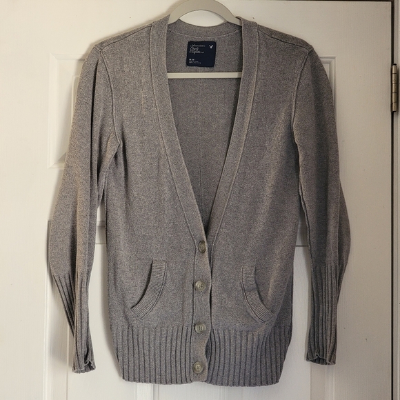 American Eagle Outfitters Sweaters - Cotton Gray Button-Up Cardigan Sweater